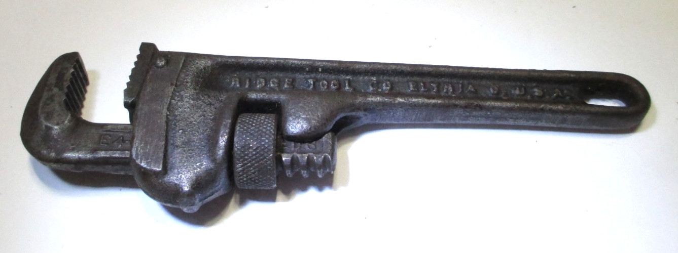 Vintage Ridgid Oil Hardened 6″ Pipe Wrench Elyria, Ohio U.S.A.