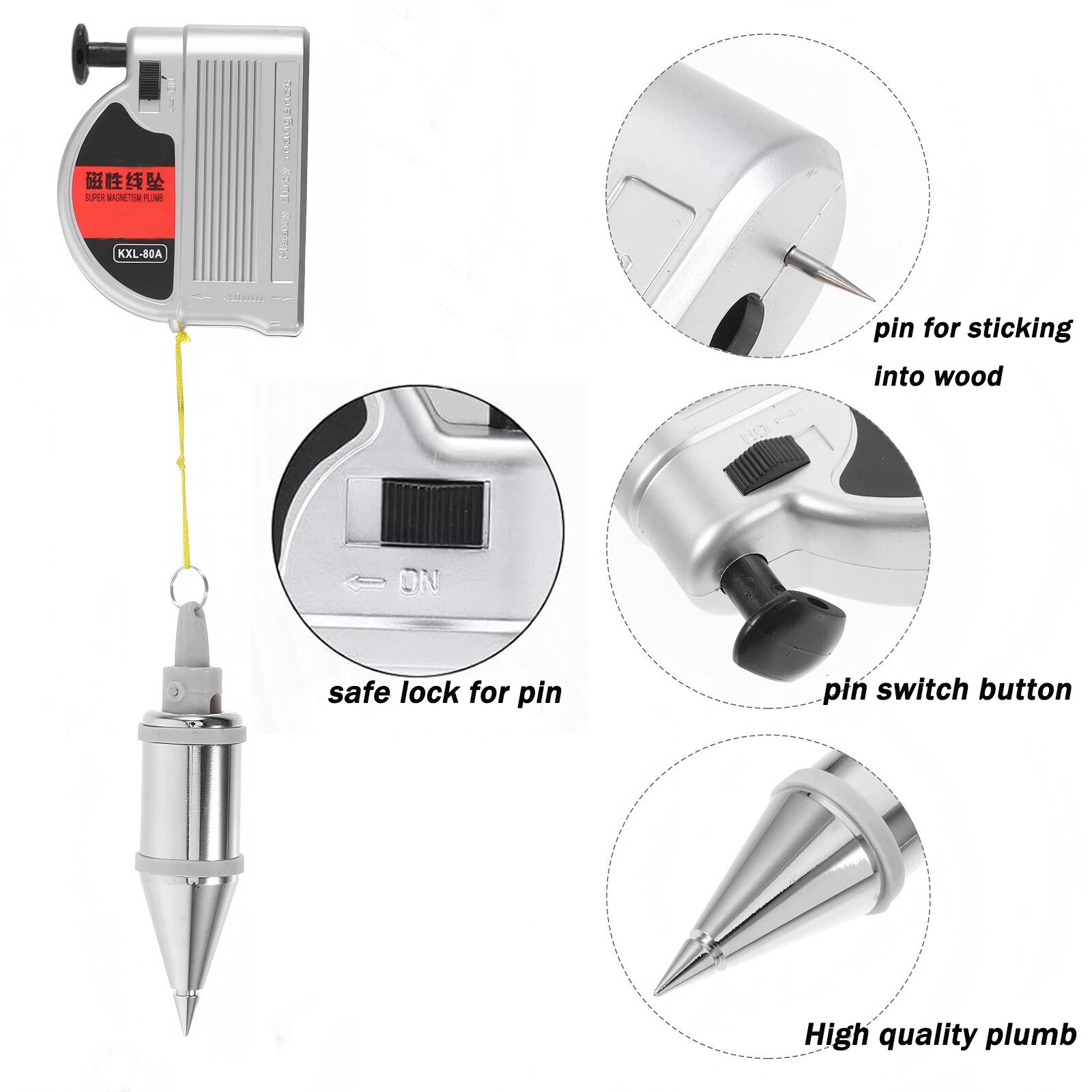 Magnetic ADAS Calibration Auto-Retract Plumb Bob with 9.8ft String 10.58oz(300g)