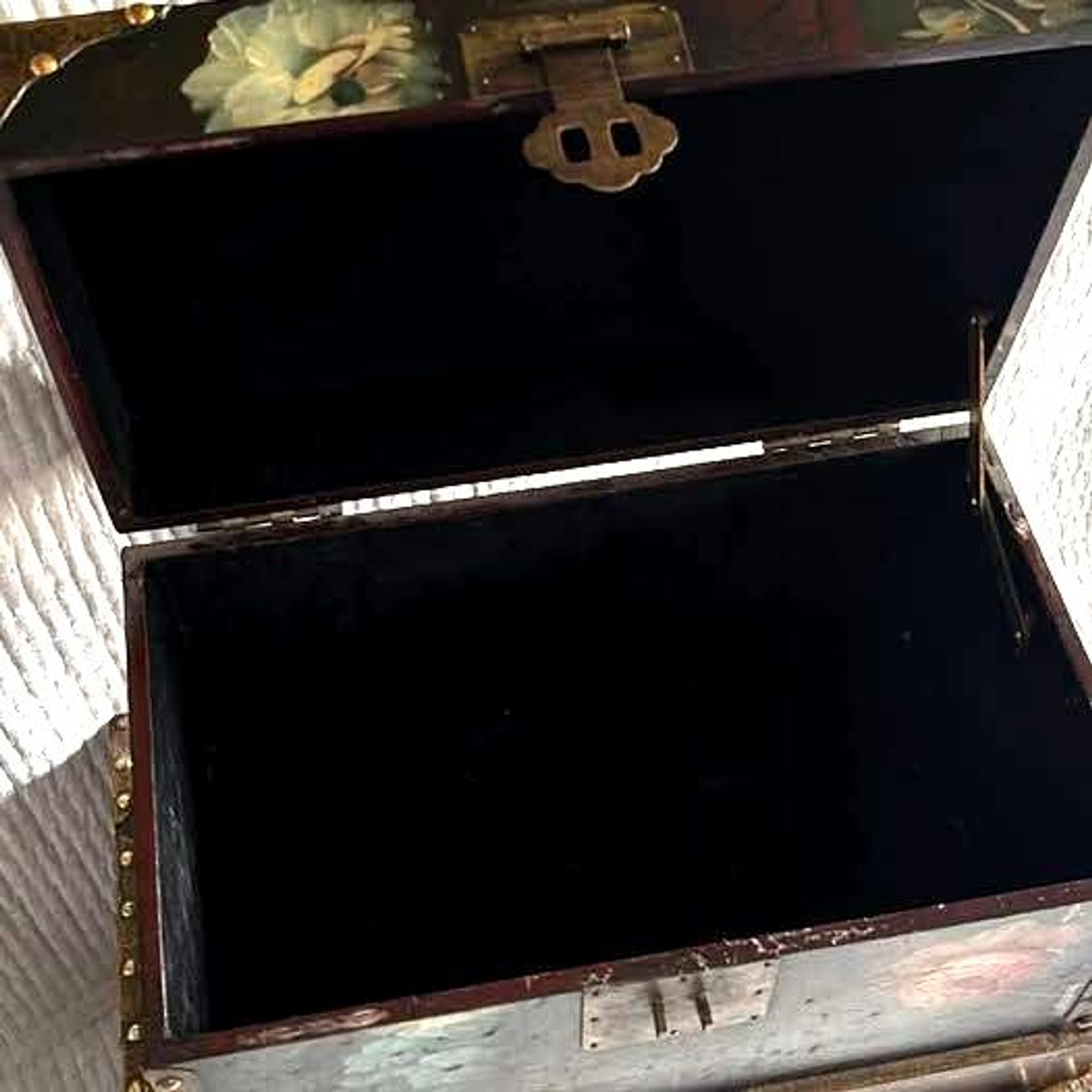 Set of 3 Antique Floral Hand Painted Wood Nesting Boxes