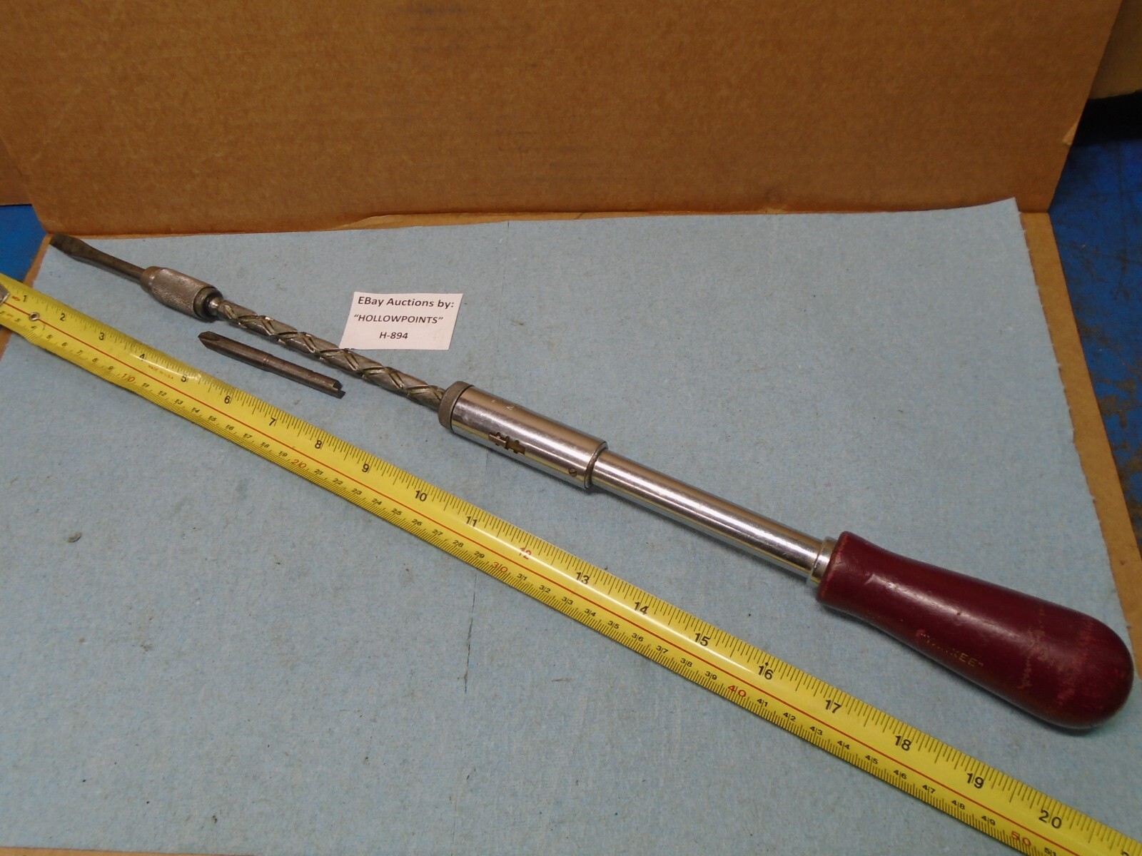 Yankee No. 130A North Bros. Mfg Push Screwdriver 17-1/2″ Long Tool w/ 2 Bit H894