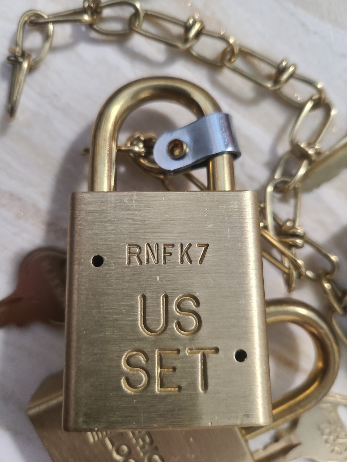 American Padlock with Chain Keyed Alike RNFK7 US SET 5 sets with 7 keys