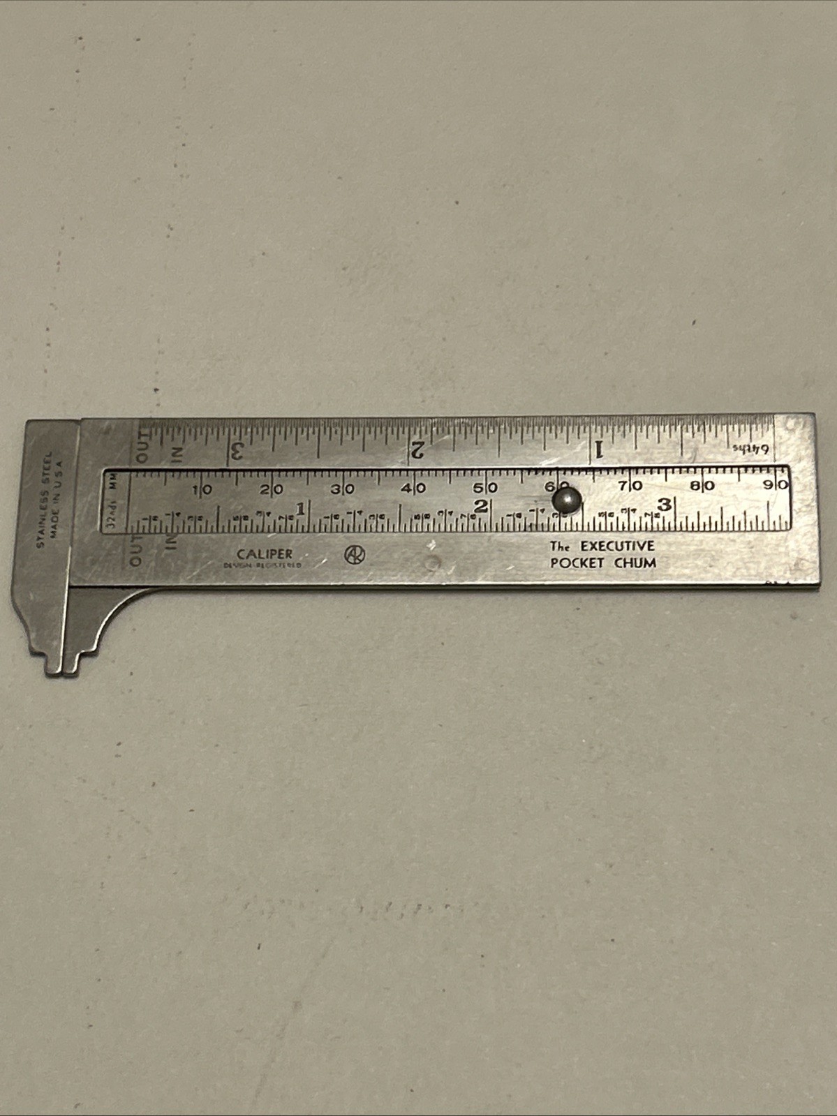 Vintage Executive Pocket Chum Sliding 3.5” Caliper Stainless Steel USA