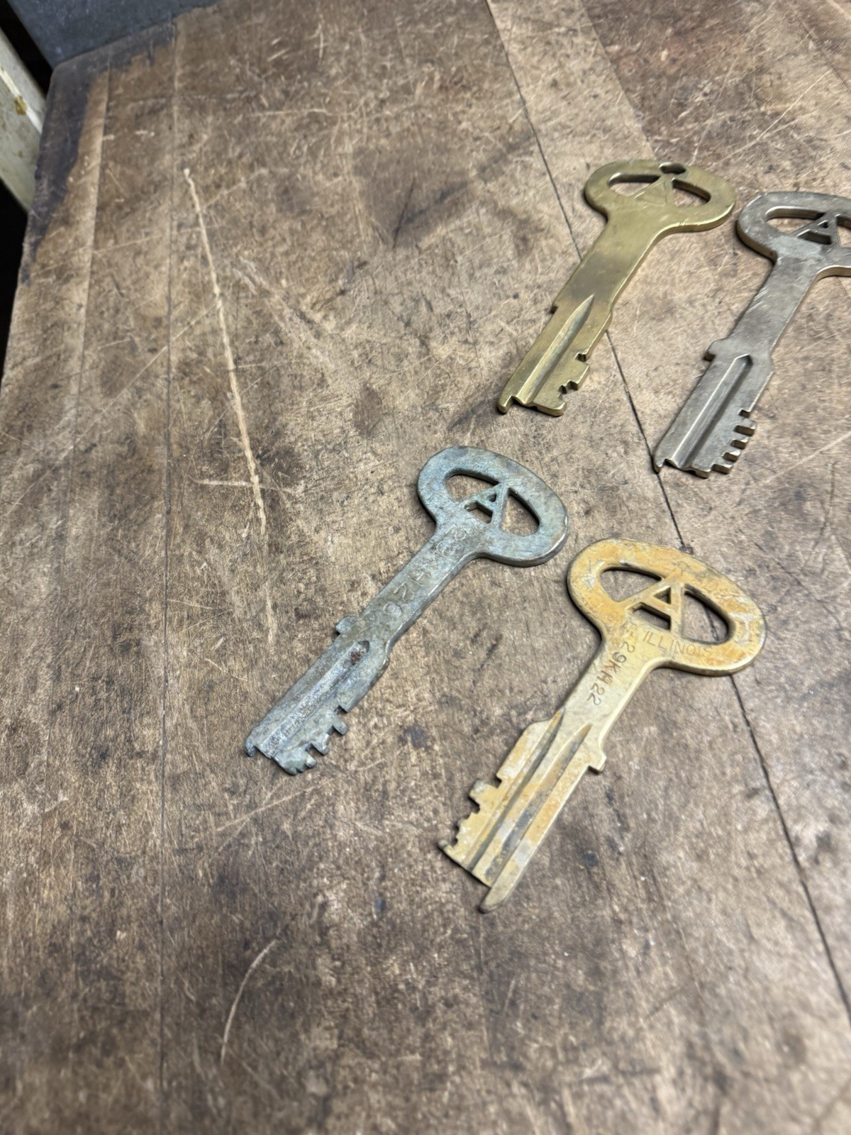 Vintage Original Obsolete Retired Prison Jail Cell Brass Keys Folger Adam USA