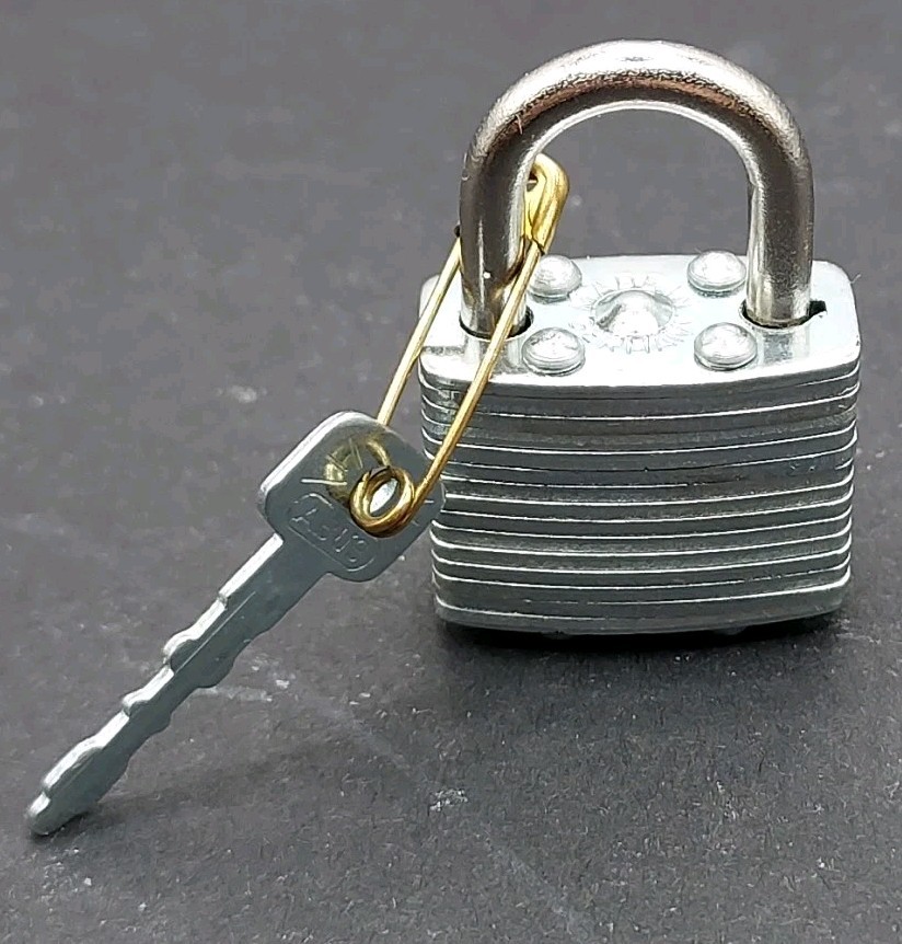 Sears Marked # 38/20 Mini Padlock With Key Marked Germany 1.15″t Vtg Collectibl