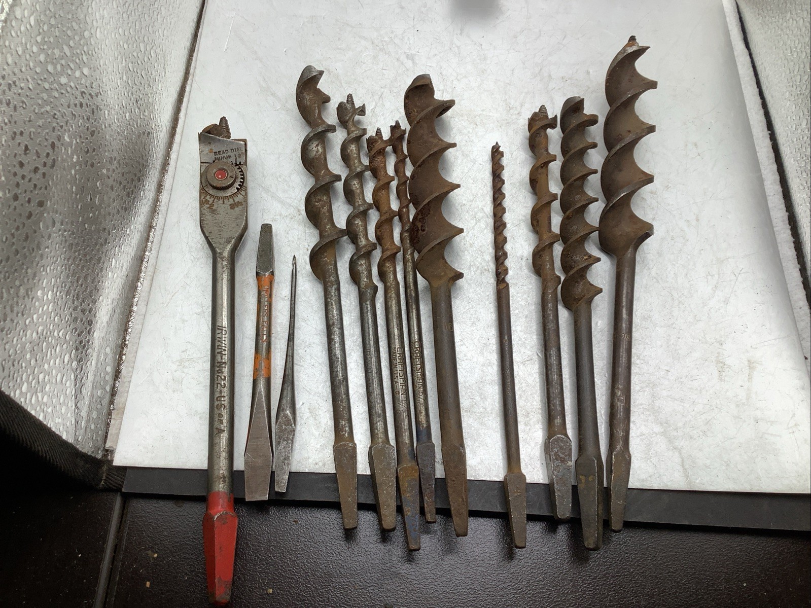 (12) Vintage Brace Auger Bits IRWIN MILLERS FALLS CRAFTSMAN SNELL PEXTO