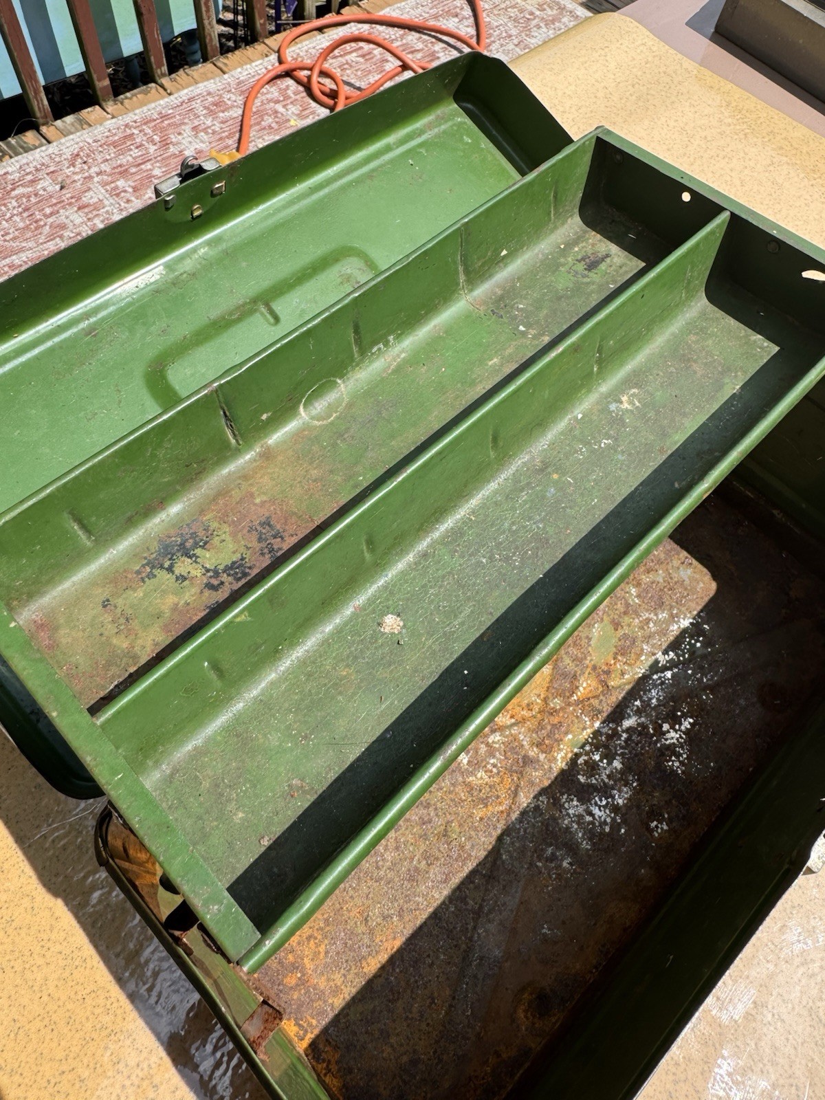 Vintage Climax Green Metal Toolbox 12 ib Patina Wear Good Hamilton