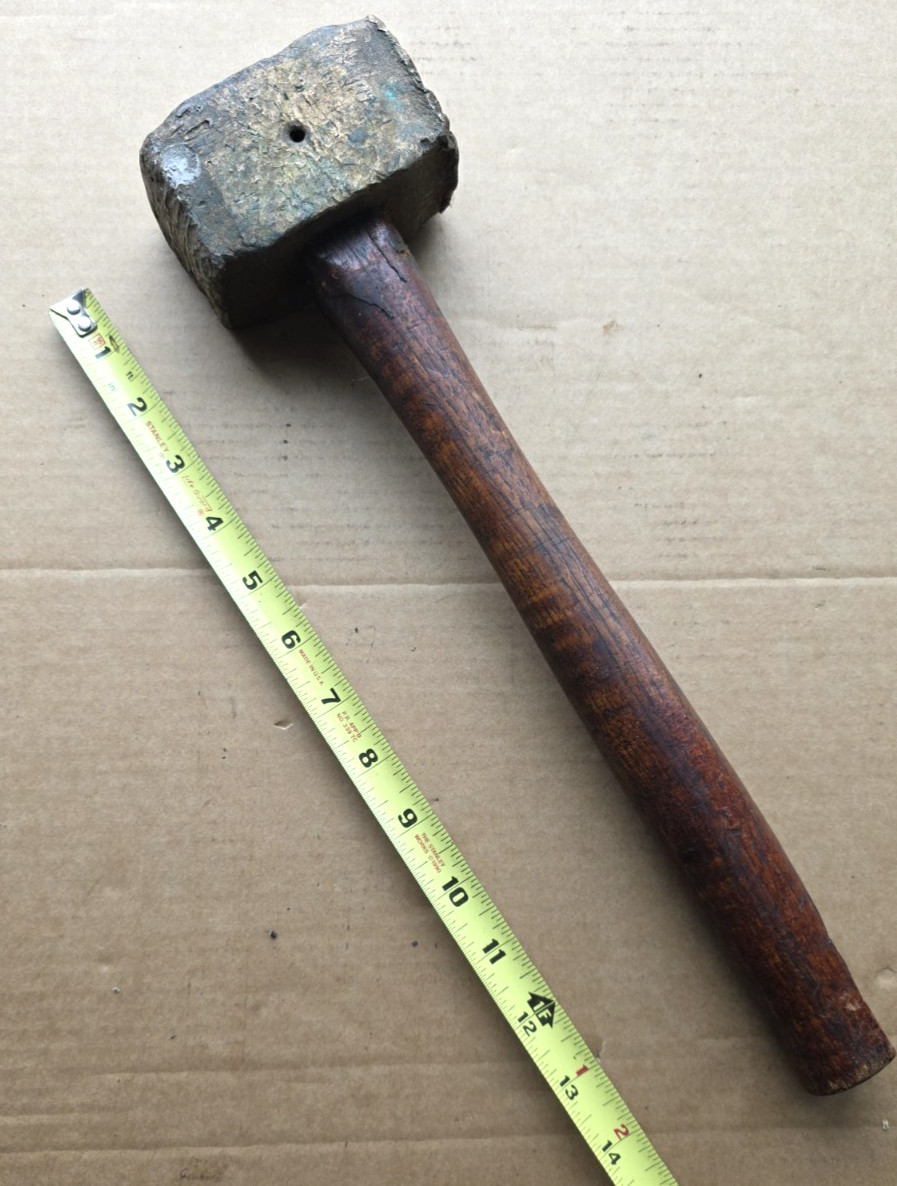 11-1/2″ Vintage Antique 3 Lb Brass/Bronze Non Sparking Hammer Mallet