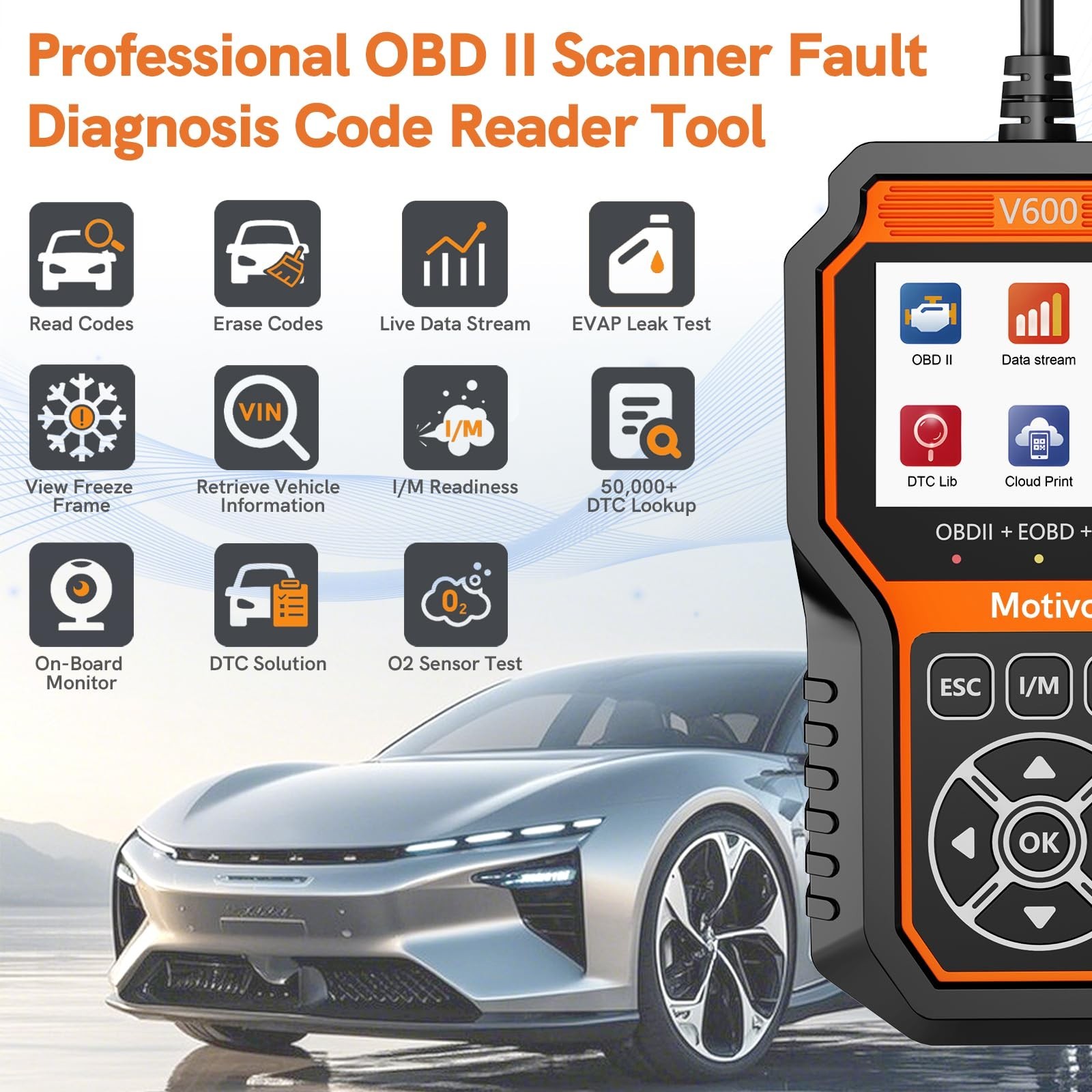 OBD2 Scanner Diagnostic Scan Tool with Solution Car Code Reader Reset Tools C…