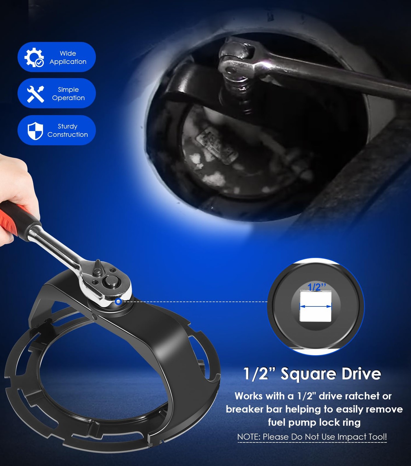 Fuel Tank Lock Ring Tool Pump 7.25inch, Wrench