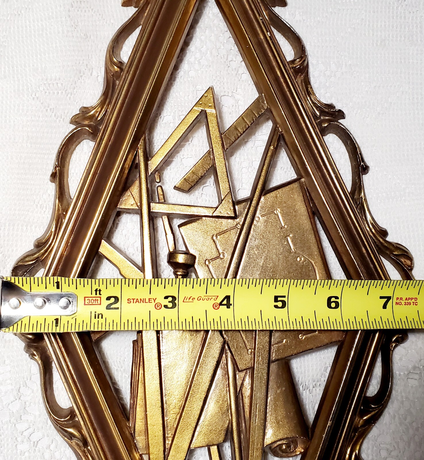 Syroco MCM Architect Carpenter Engineer Tools Square Compass Ruler Plaque Vtg