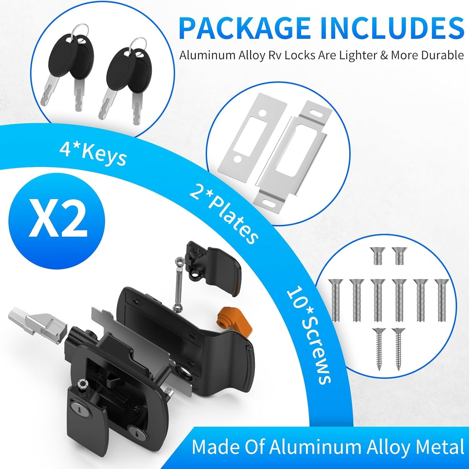 RV Door Lock , Aluminum Alloy Lighter RV Door Latch with Paddle Deadbolt & 4 …