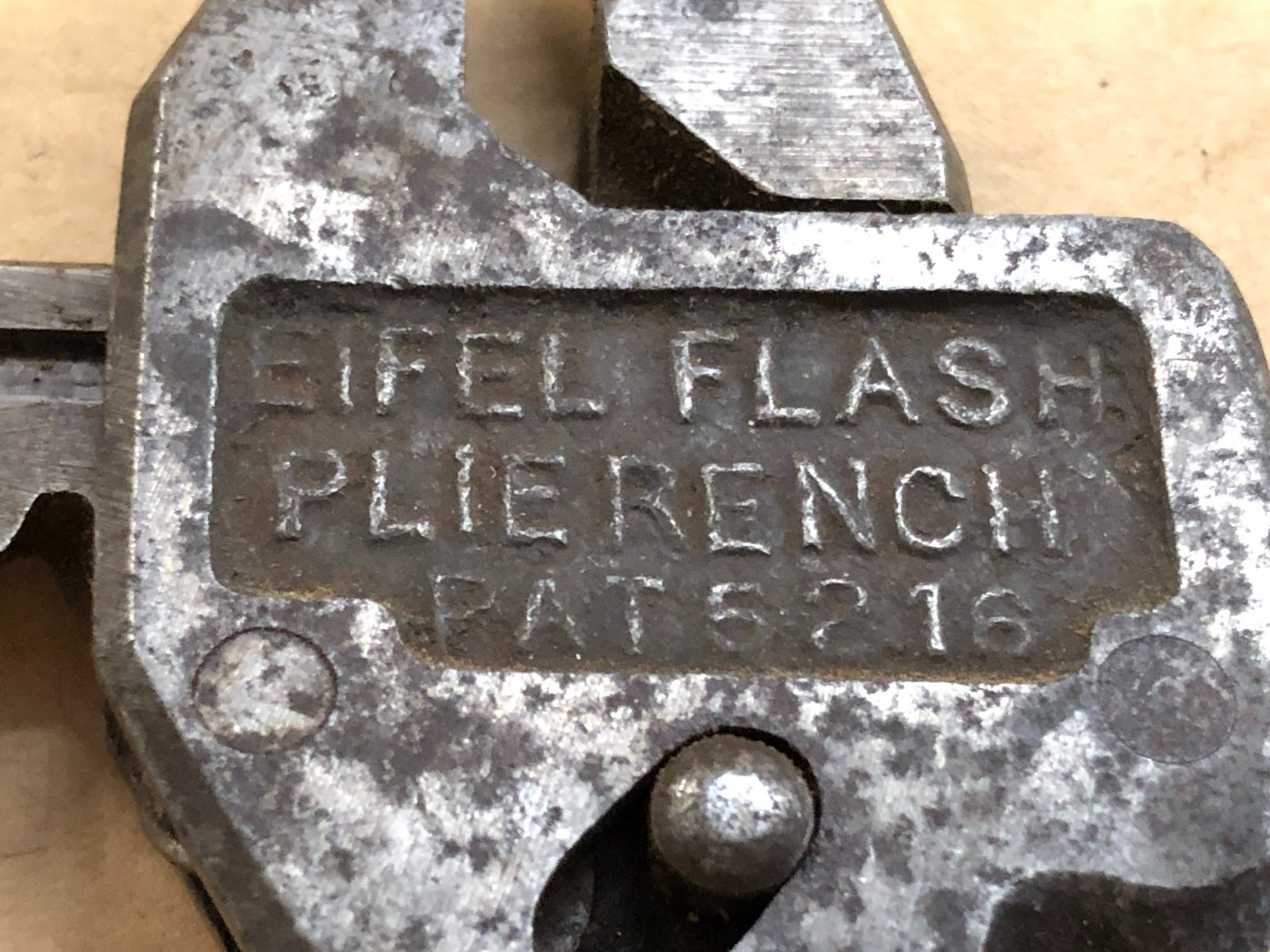 Vintage Eiffel-Flash Plierench Pat 5-2-1916 Chicago USA Adj. Pliers Wrench (A)