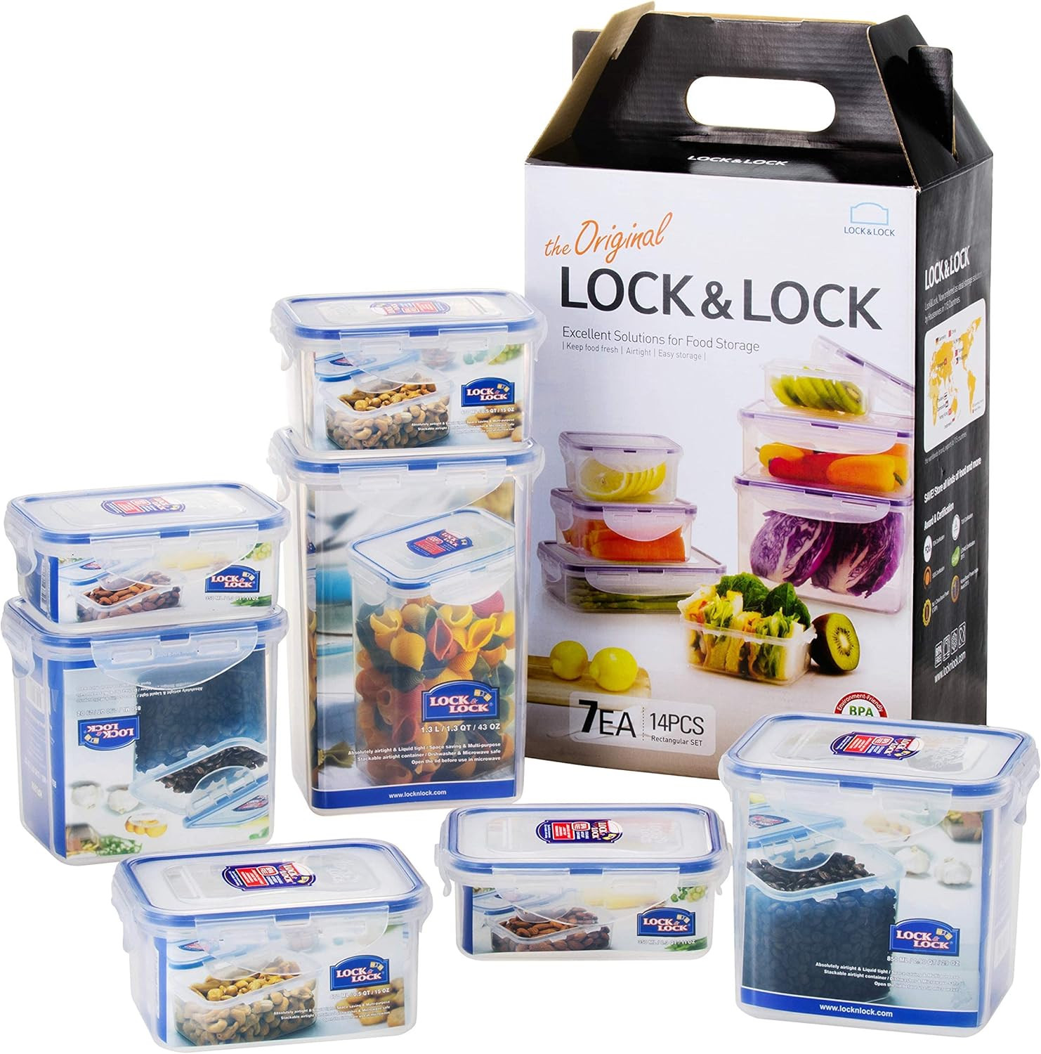 LOCK & LOCK Easy Essentials Food Storage Lids/Airtight Containers, BPA Free, 14