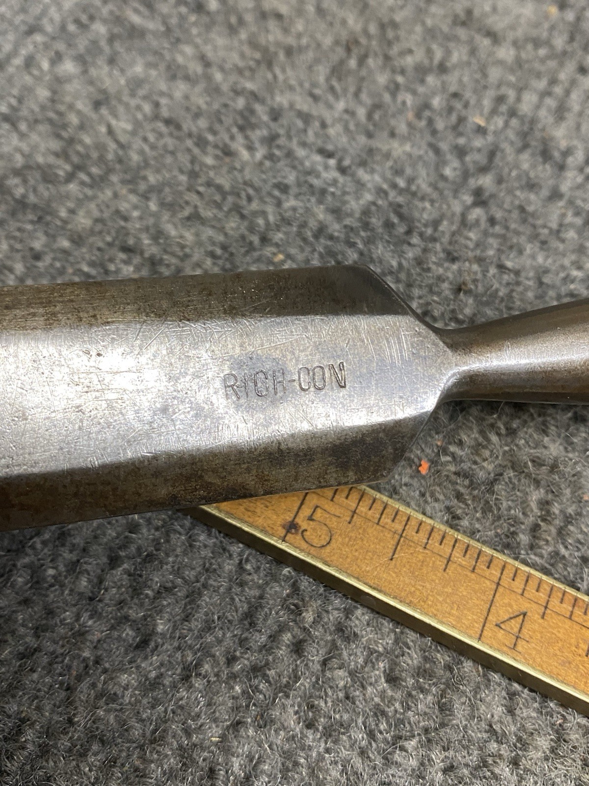 Vintage Rich-Con 1” Chisel Sharp With Leather Padded Hardwood Handle