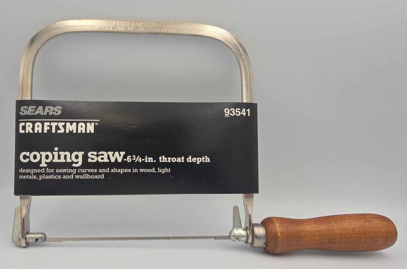 Vintage Sears Craftsman Wood Handle Coping Saw 93541 – 6-3/4″ Throat – USA – New