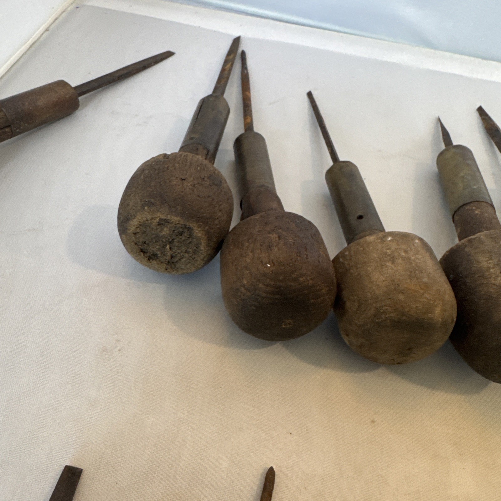 Lot Of 15 Antique Engraving Tools. Wood Handle With Brass And Steel