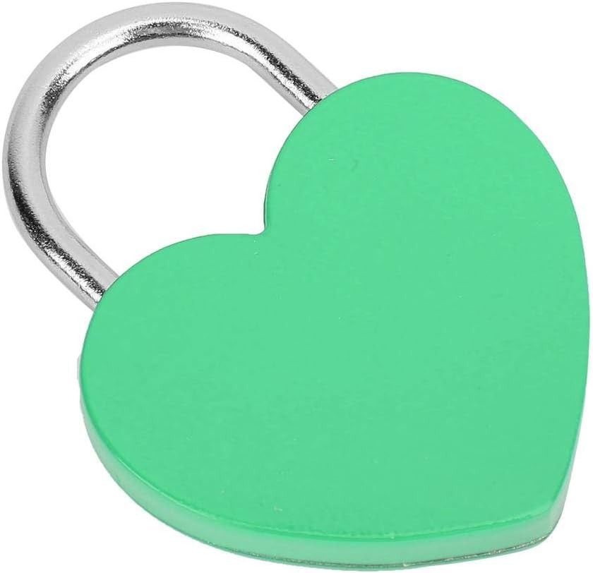 45X59Mm Green Heart Shaped Mini Padlock, Colorful Zinc Alloy Lock with Keys