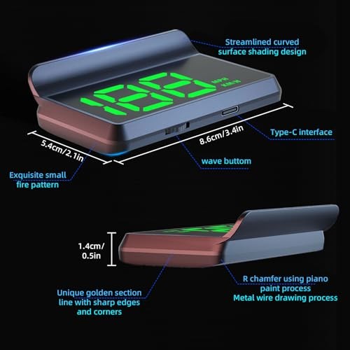 HUD Head Up Display for Car Speedometer – MPH KM/H – Overspeed Alarm