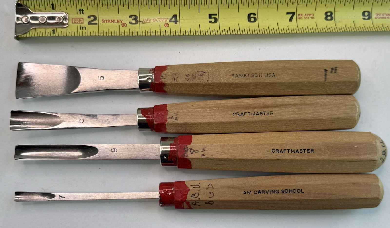 Lot of Woodworking Carving Chisels RAMELSON , CRAFTSMASTER , AM CARVING SCHOOL