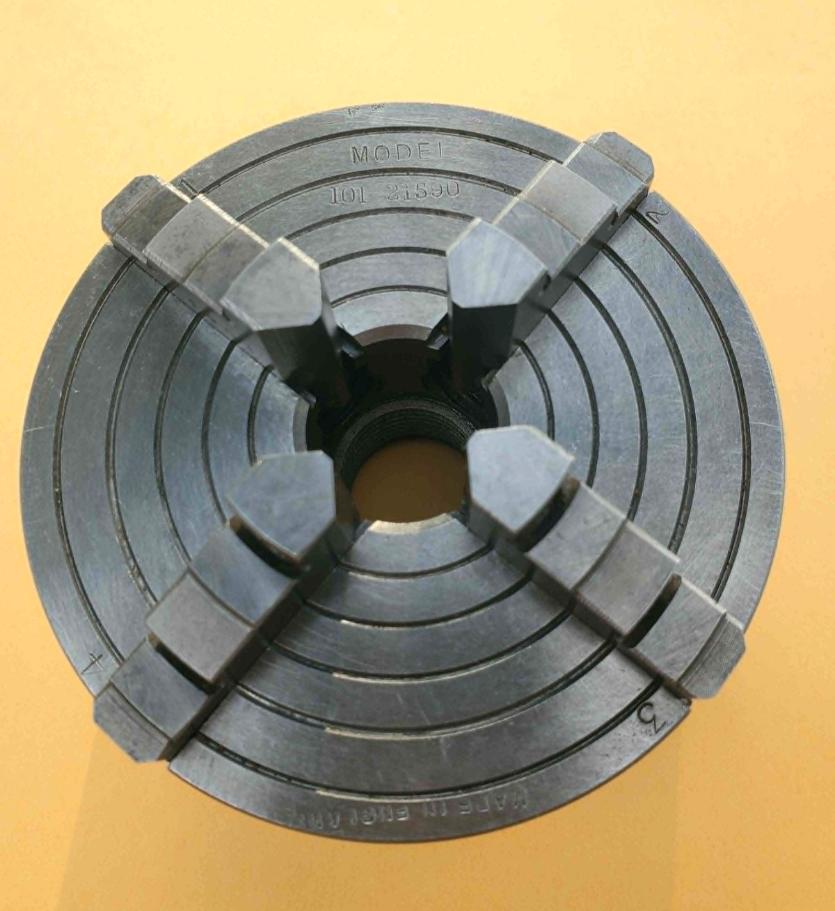 (B) ATLAS 4 JAW INDEPENDENT MACHINIST CHUCK 4” FOR 6” LATHE 10 TPI 101-21590