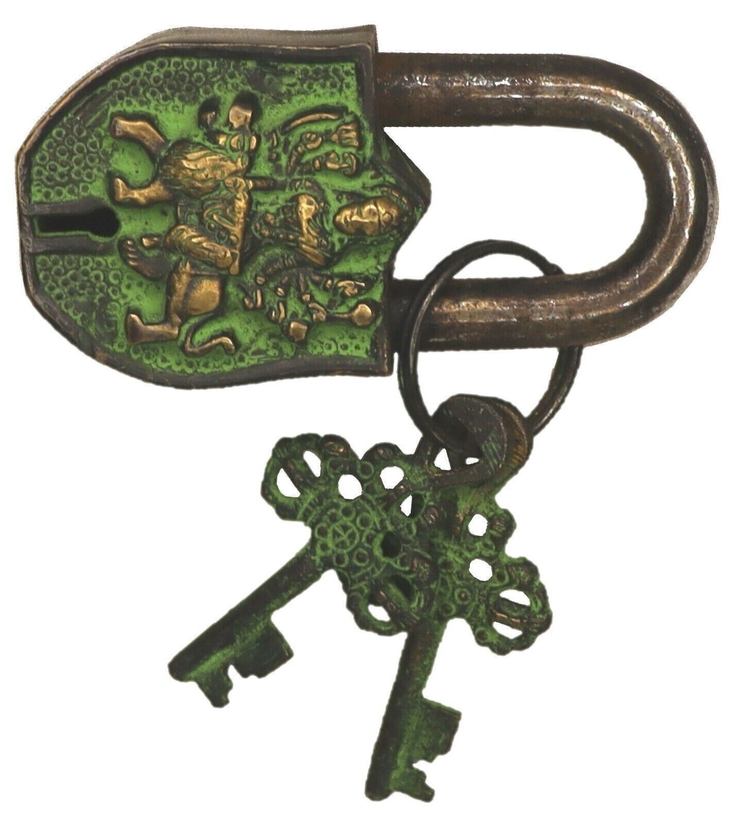 Maa Durga Padlock Vintage Antique Style Handcrafted Brass Door Lock Home Décor