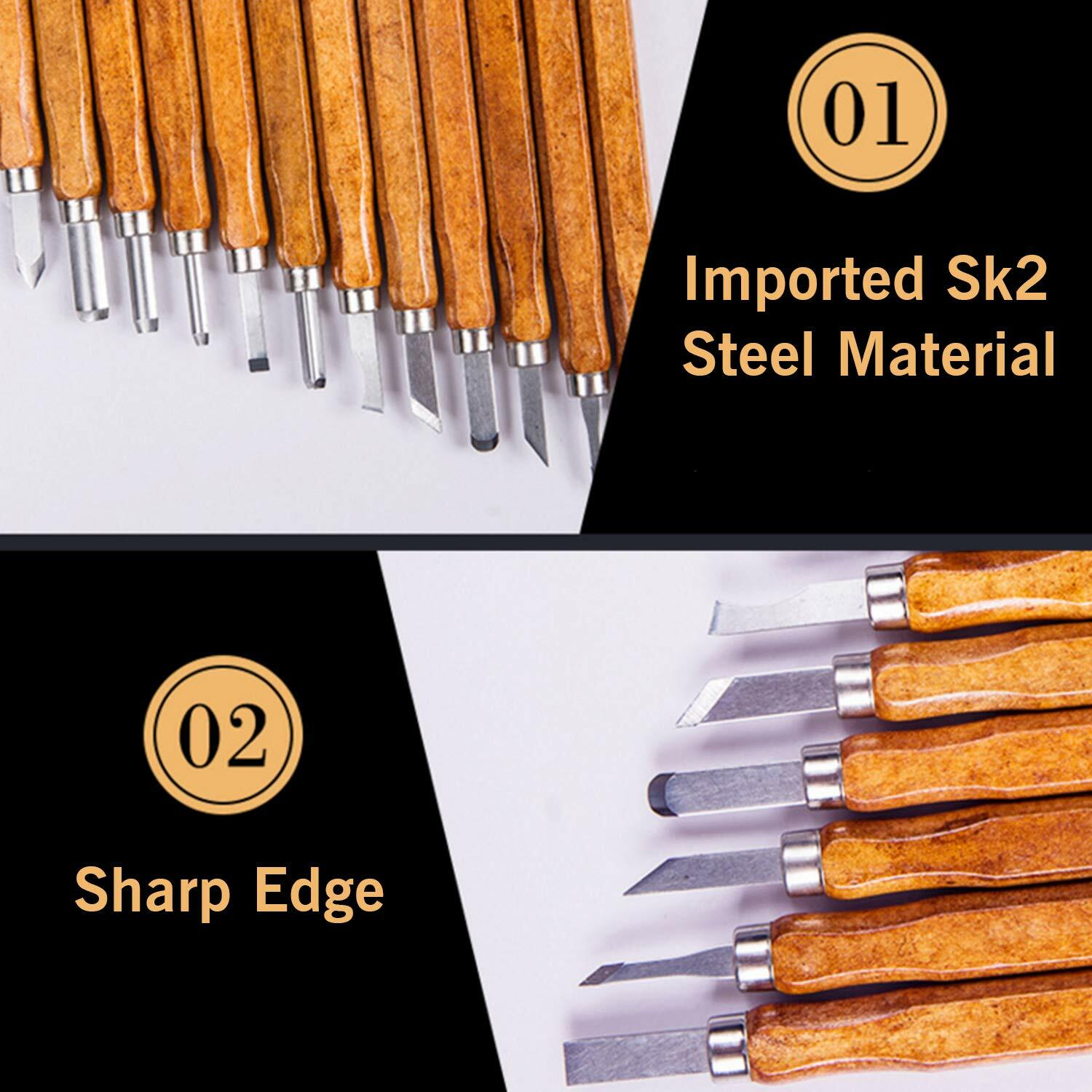 Professional Wood Carving Hand Chisel Tool 12Pcs Set Woodworking Gouges Steel