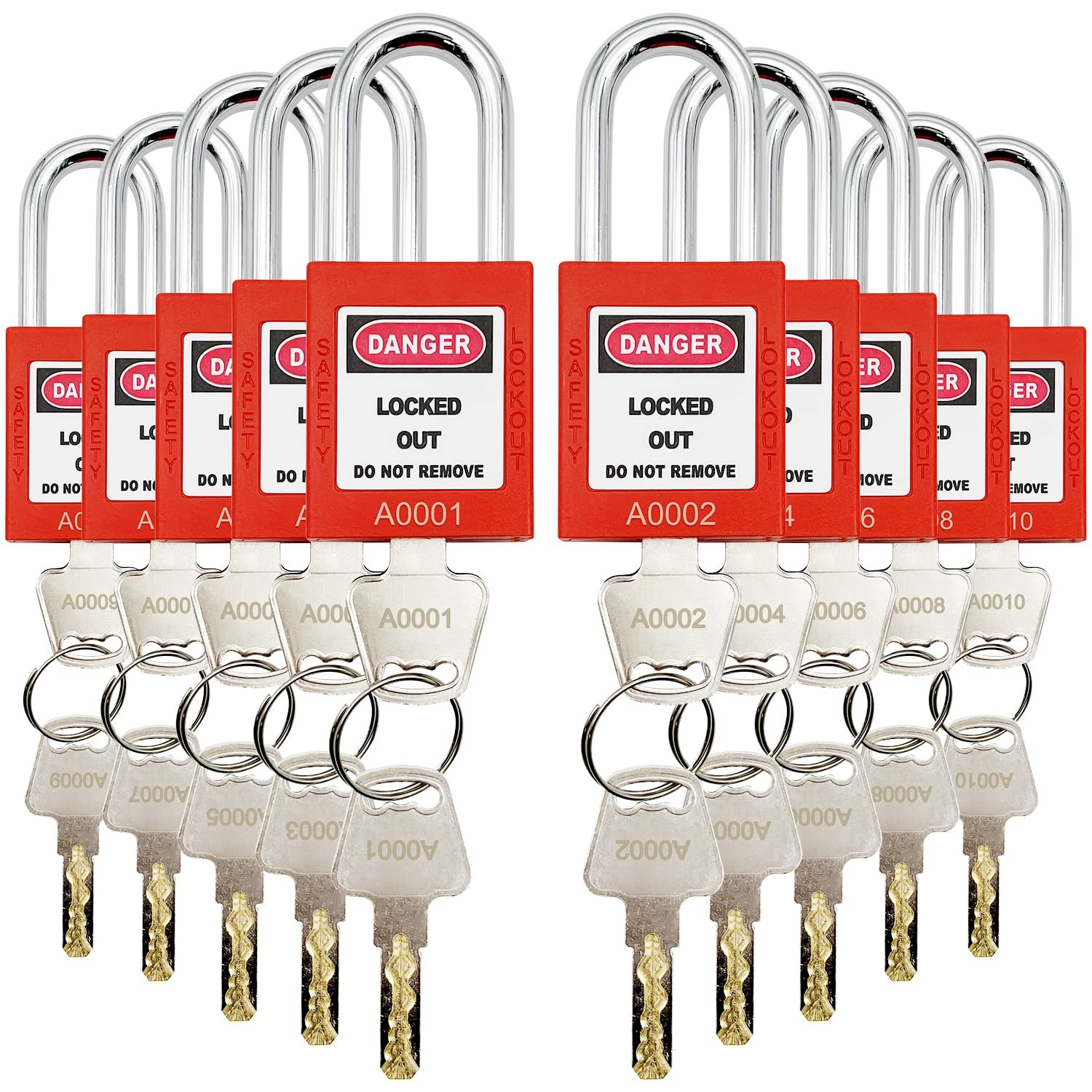 10 Keyed Different Lockout Tagout Lock – Loto Safe Padlocks for Lock Out Tag …