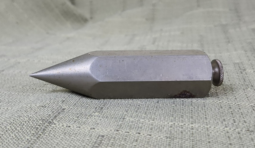 Vintage Silver Tone Metal Plumb Bob Weight (11.9 oz) w/Screw Cap Holder