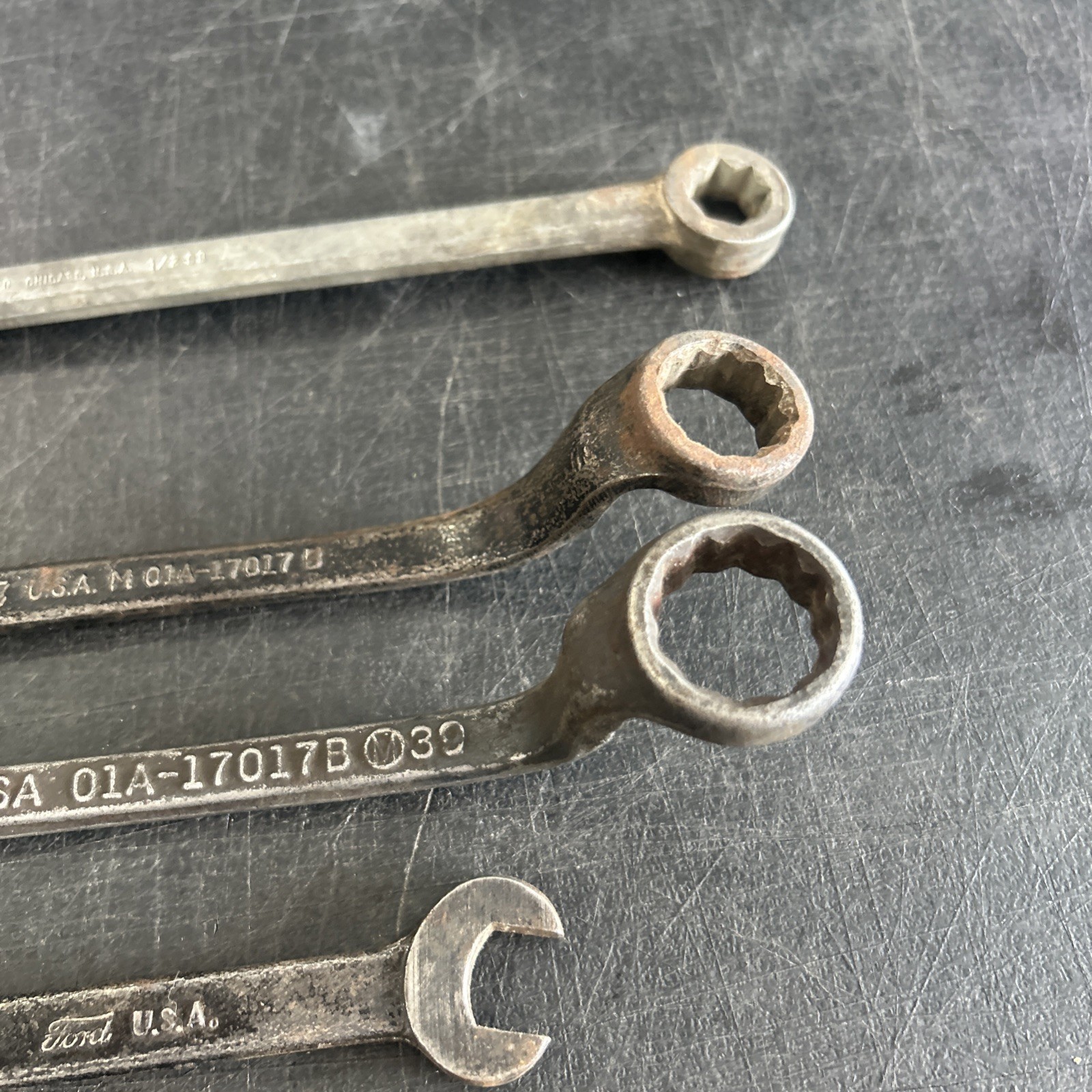 Lot Of 6 Vintage Ford Wrenches Brake Wrench, 01A-17017B x2 & 3 More Open End