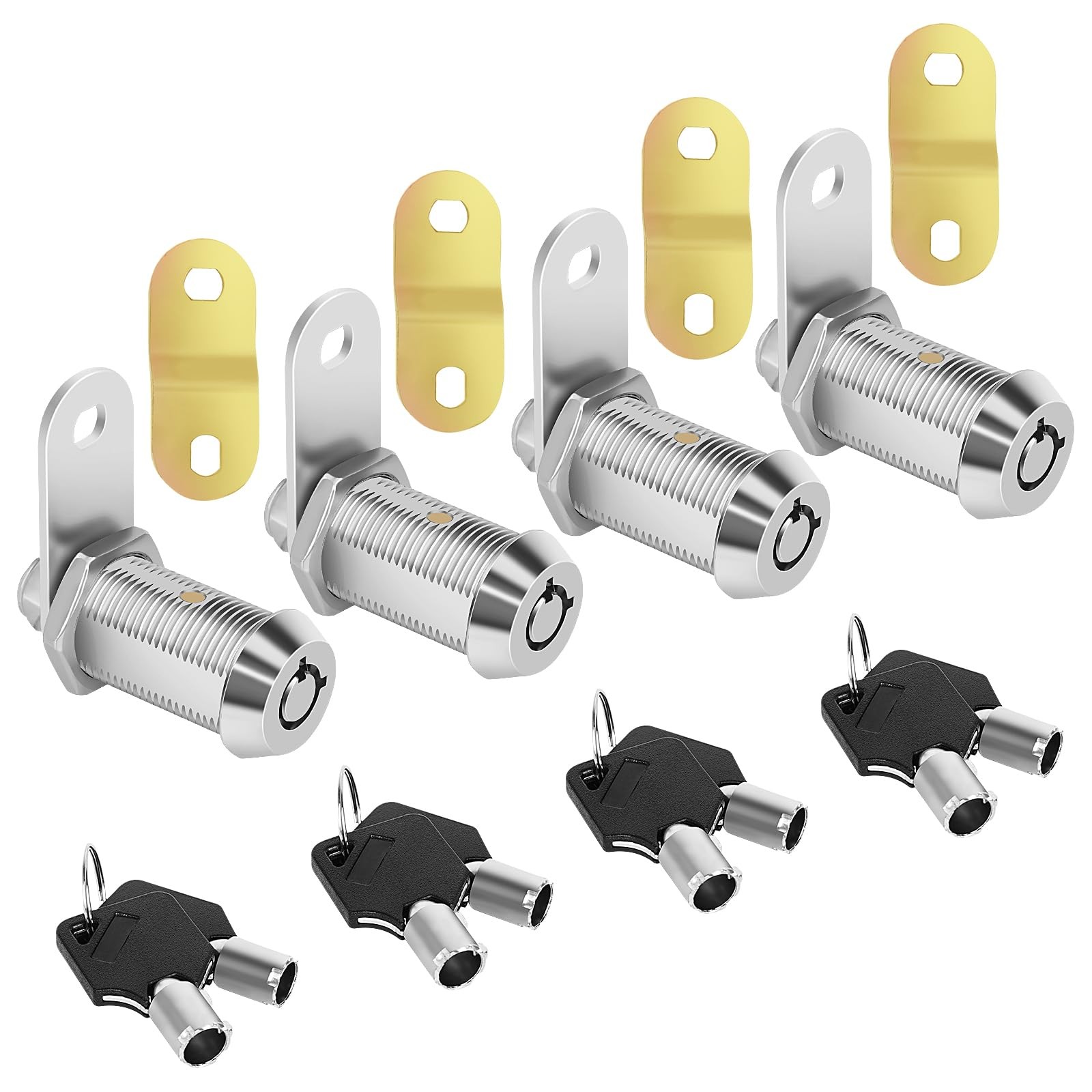 RV Storage Lock Cam Locks Keyed Alike 4Pack with 8 Keys, Chrome Finish