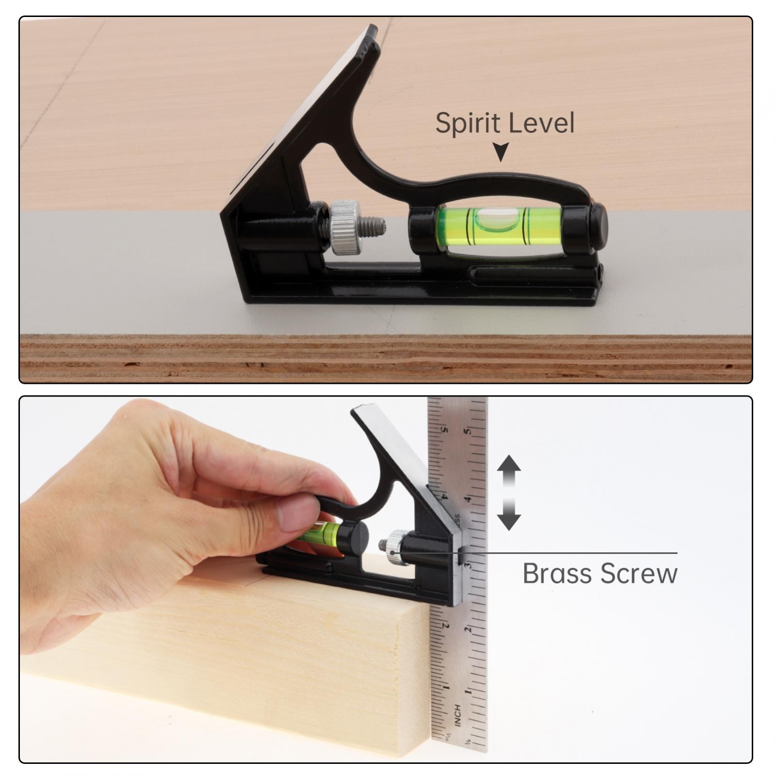 12inch Combination Square with Bubble Level, 45/90 Angle Ruler Metric & Imperial