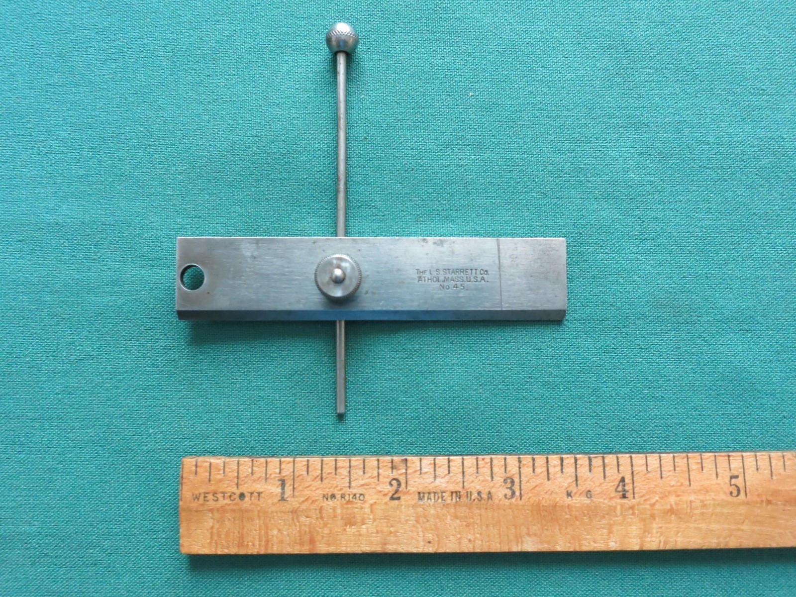 Vintage L. S. Starrett No. 45 Machinist Depth Gage USA