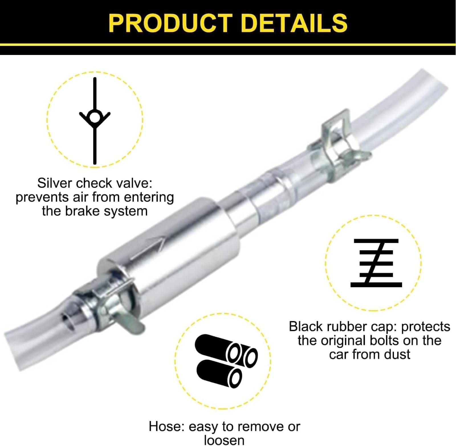 Brake Bleeder Hose Kit One Way Valve 4PCS Auto Motorcycle Clutch Fluid Tool