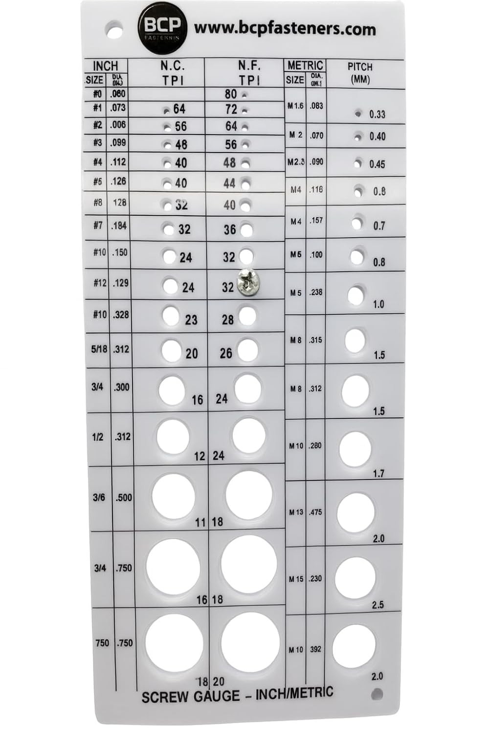 Metric SAE Screw Thread Gauge Drill Bit Tap Size Chart Thread Gauge Tool Set