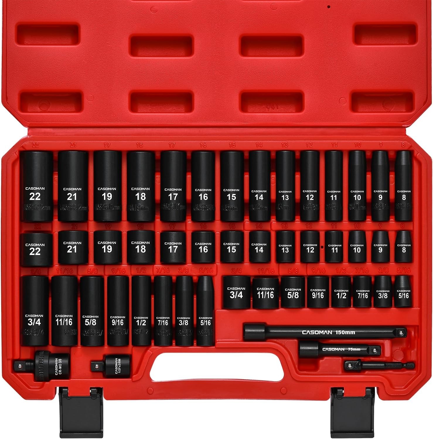3/8″ Drive Impact Socket Set 49 Piece Standard SAE and Metric Sizes Socket