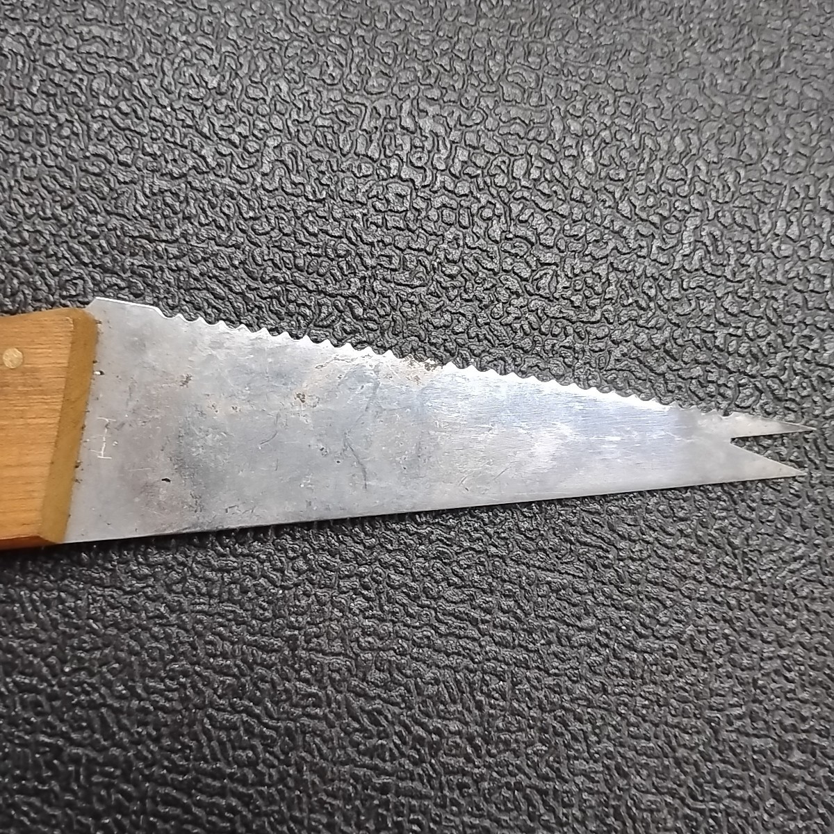 Vintage Mini Stainless Steel Serrated Steak Knife Stye Blade Wood Handle Handsaw