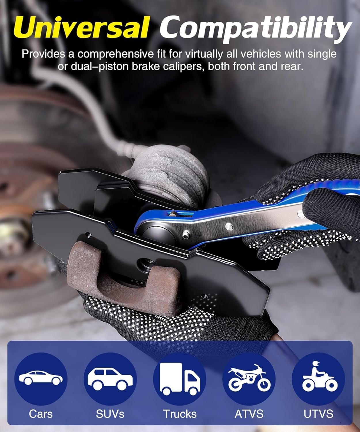 Brake Caliper Compression Tool,360° Swing Ratchet Switch With Additional 2 pc…