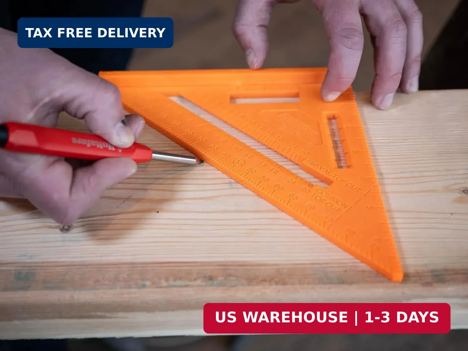 Johnson Level & Tool RAS-70B-ORAN Structo-Cast Rafter Square, 7″, Orange, 1 Squa