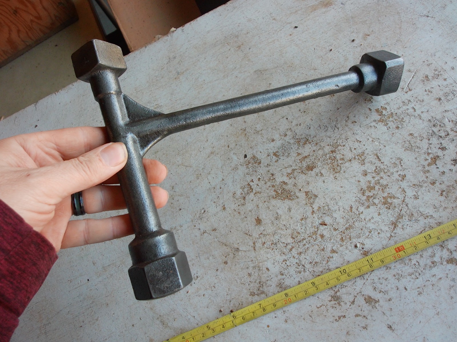 Antique T Shaped Farm Implement Wrench Tool Nice! Lot 26-22-J3