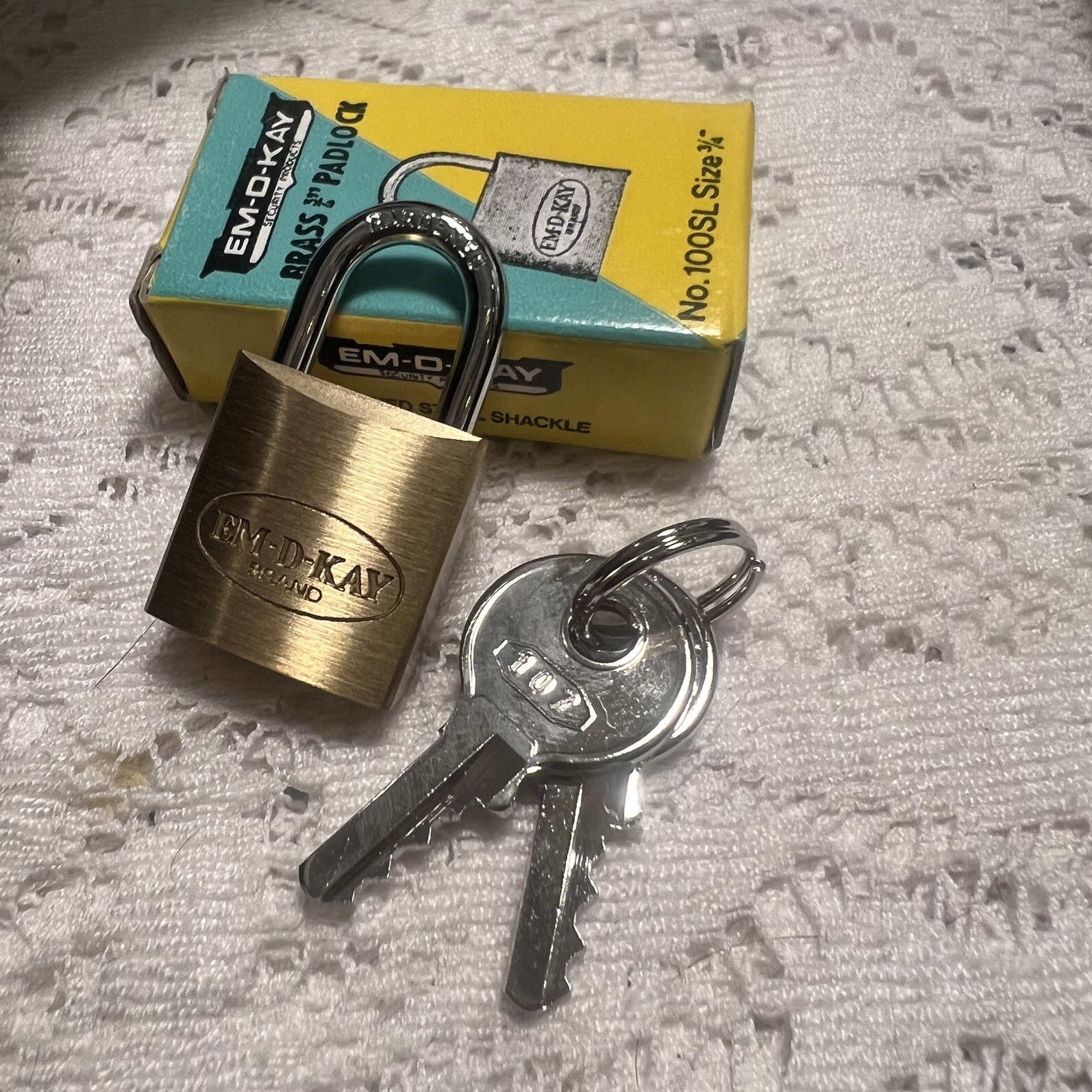 Vtg Padlock 3/4” Solid Brass Padlock Rust Proof Hardened Steel Shackle NIB NOS