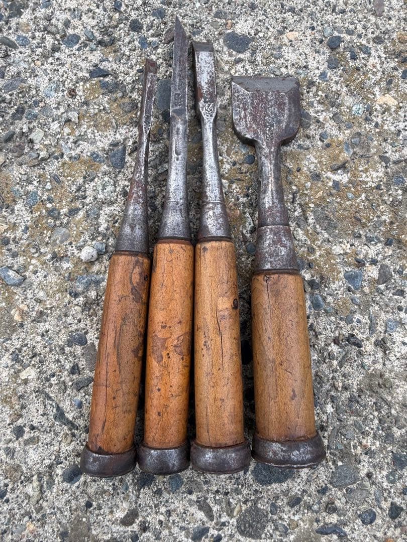 Japanese Chisel Set 4pcs Ouchi Oire Nomi Woodworking Carpenter Tool