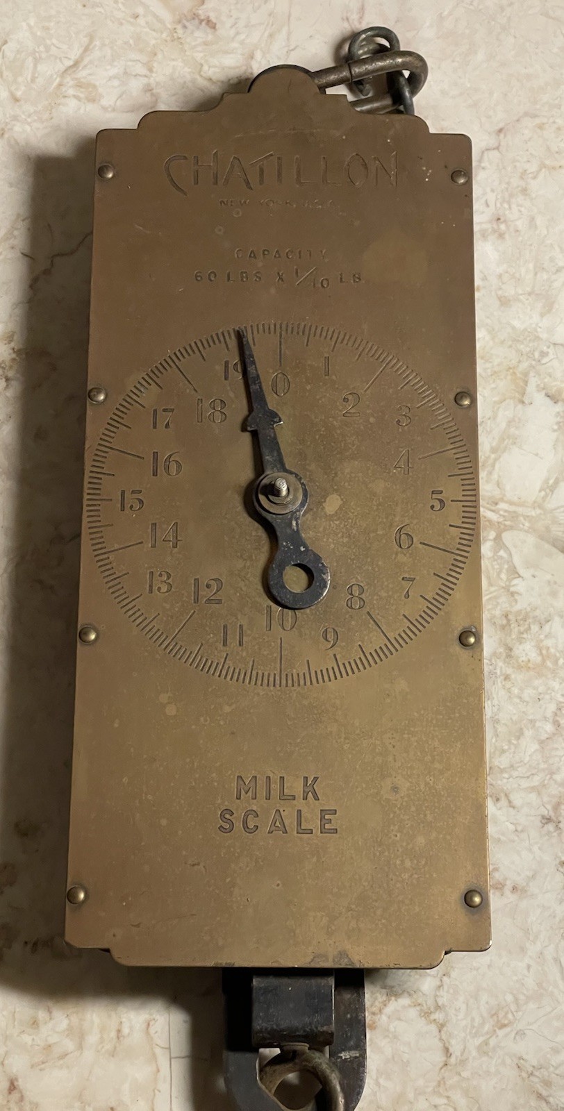 Brass Chatillon’s Improved Circular Spring Balance 60 Lb Milk Scale Vintage