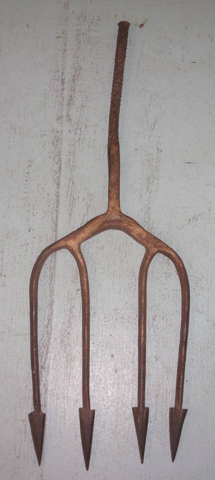 Hand Forged Rebar 4 Point Spear Fishing Gaff Fork Garden Tool