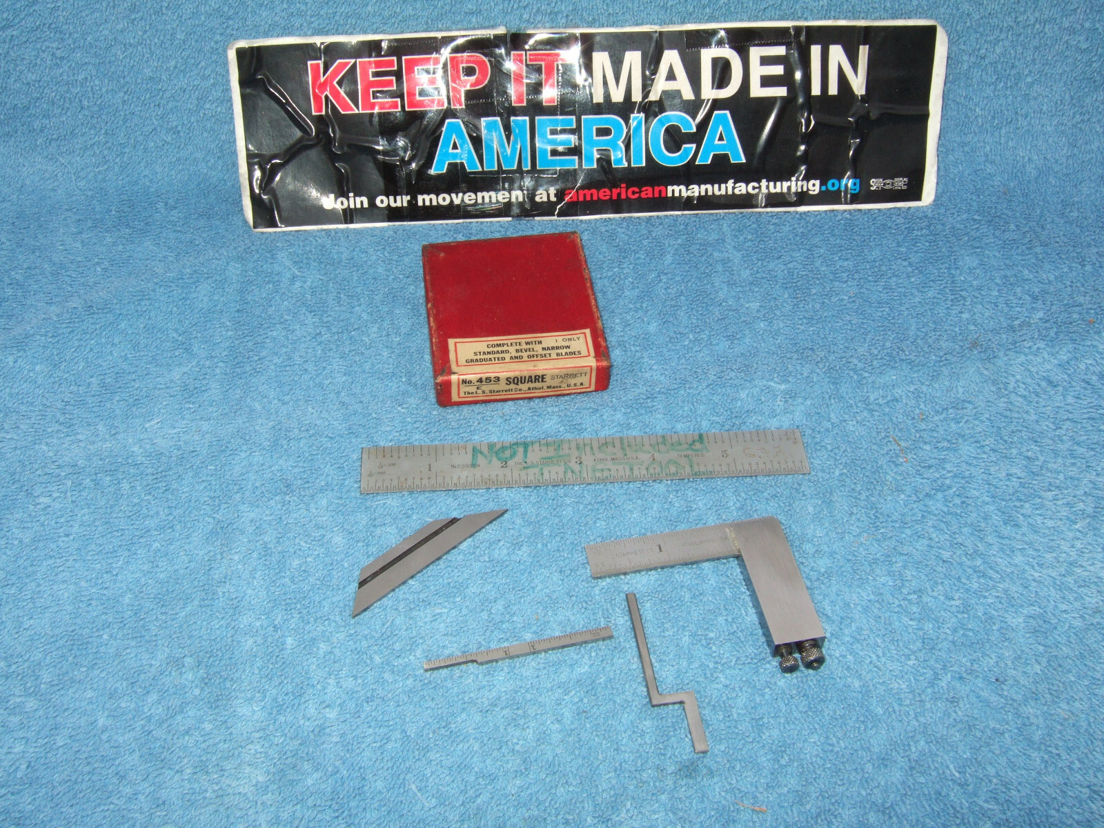 STARRETT 453 DIE-MAKERS SQUARE #E VINTAGE USA MACHINIST 5 PIECES BOX INSPECTION!