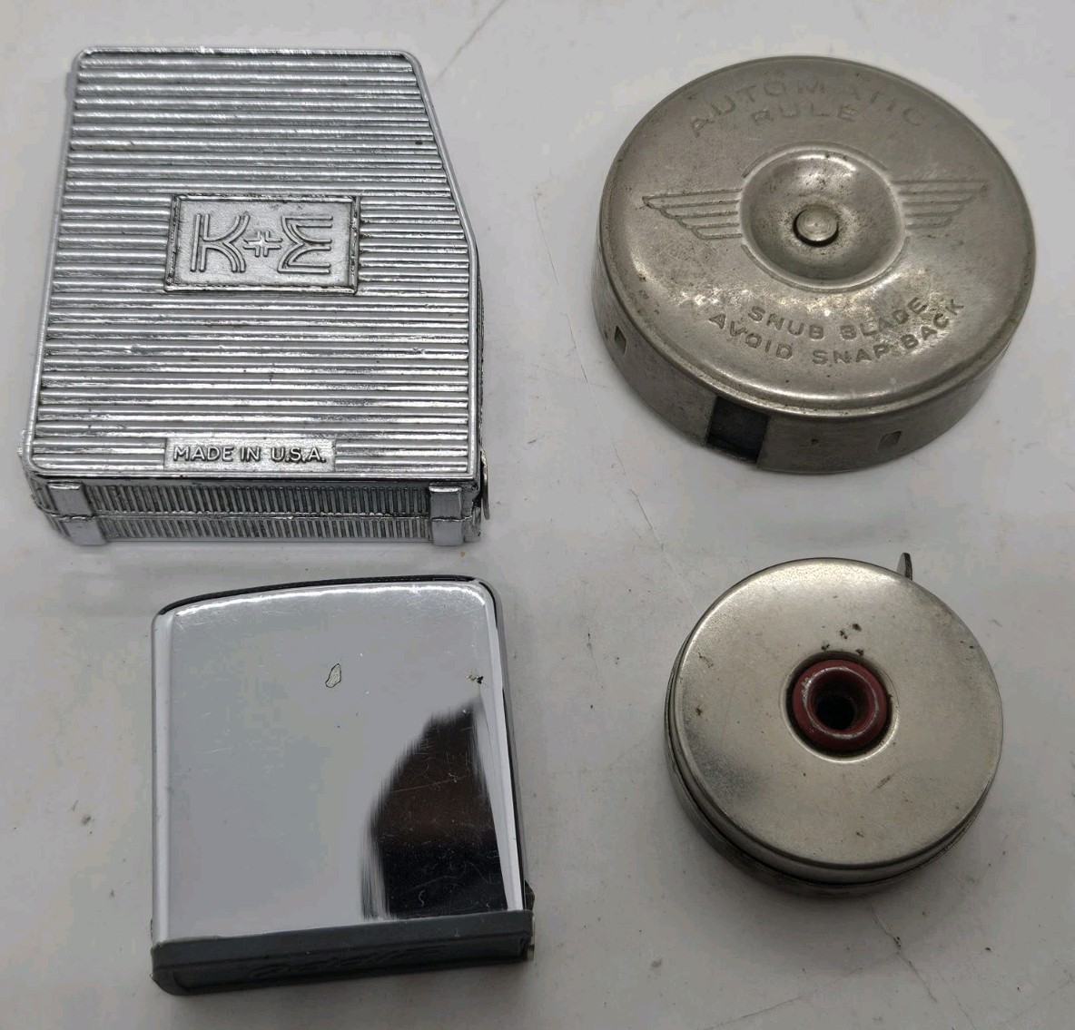 Vintage Lot of 4 Tape Measures – K&E , Little Pal, Zippo, and Stanley