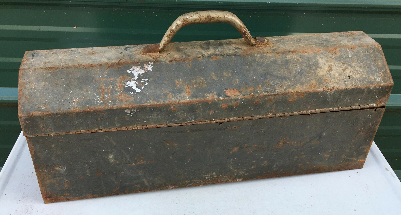 Powr Kraft Metal Tool Box & Tray 19 x 6 x 8 vintage tin steel montgomery ward