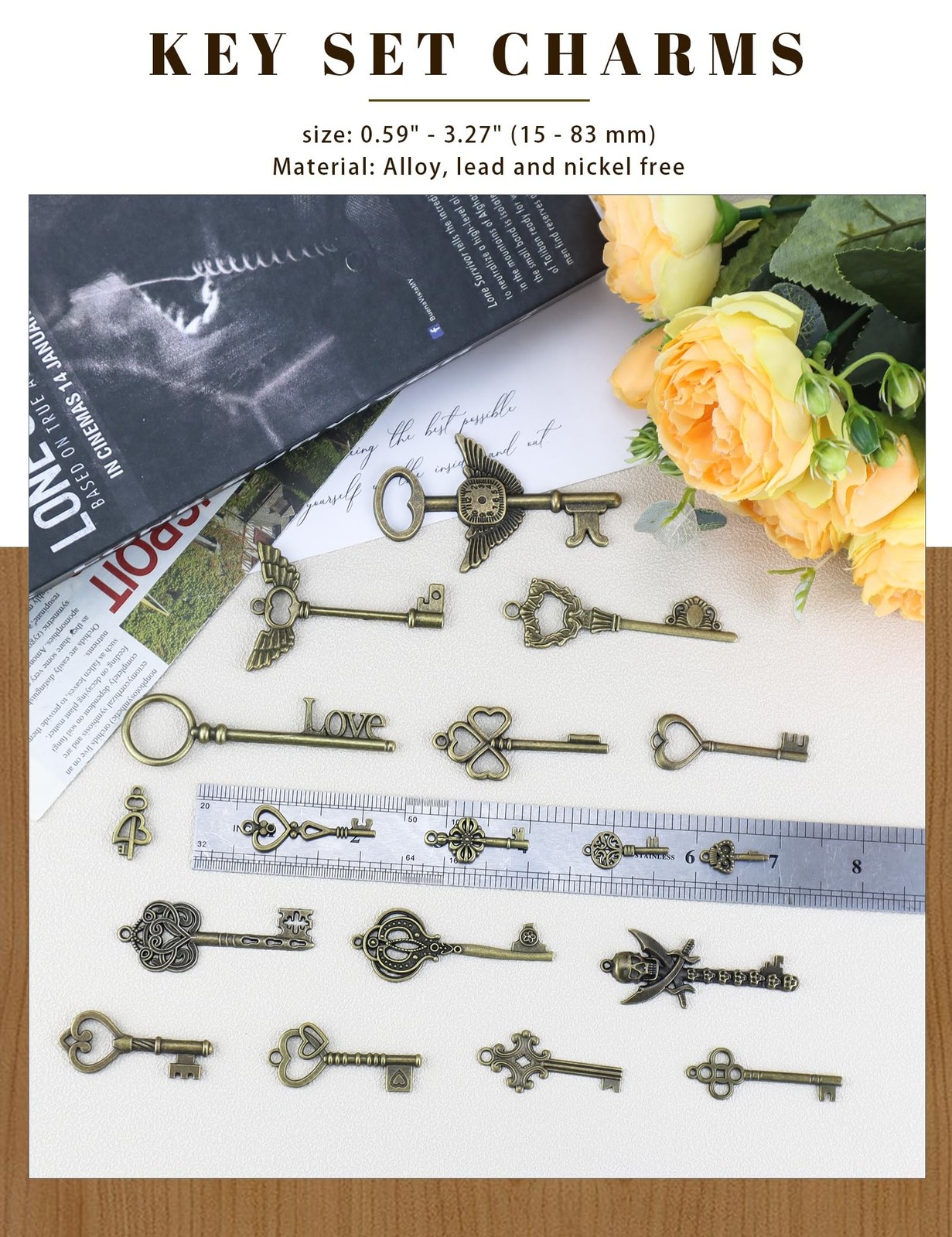 Vintage Skeleton Keys 100PCS Antique Bronze Bulk Old Style Craft Decor Set USNew