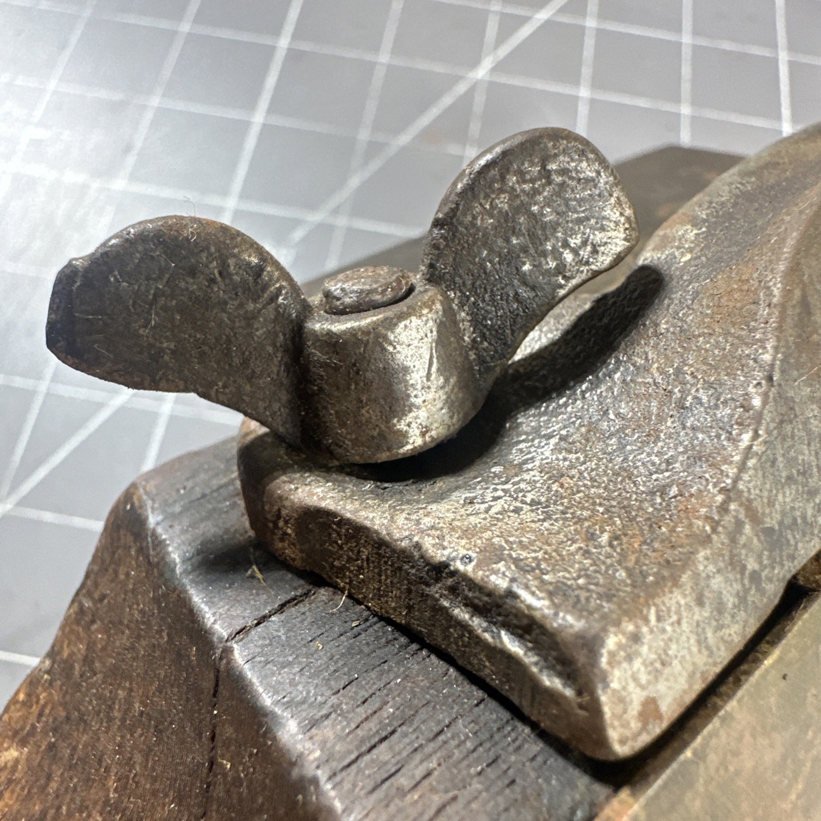 Antique Wood Steel Scraper Tool 19th century Brass