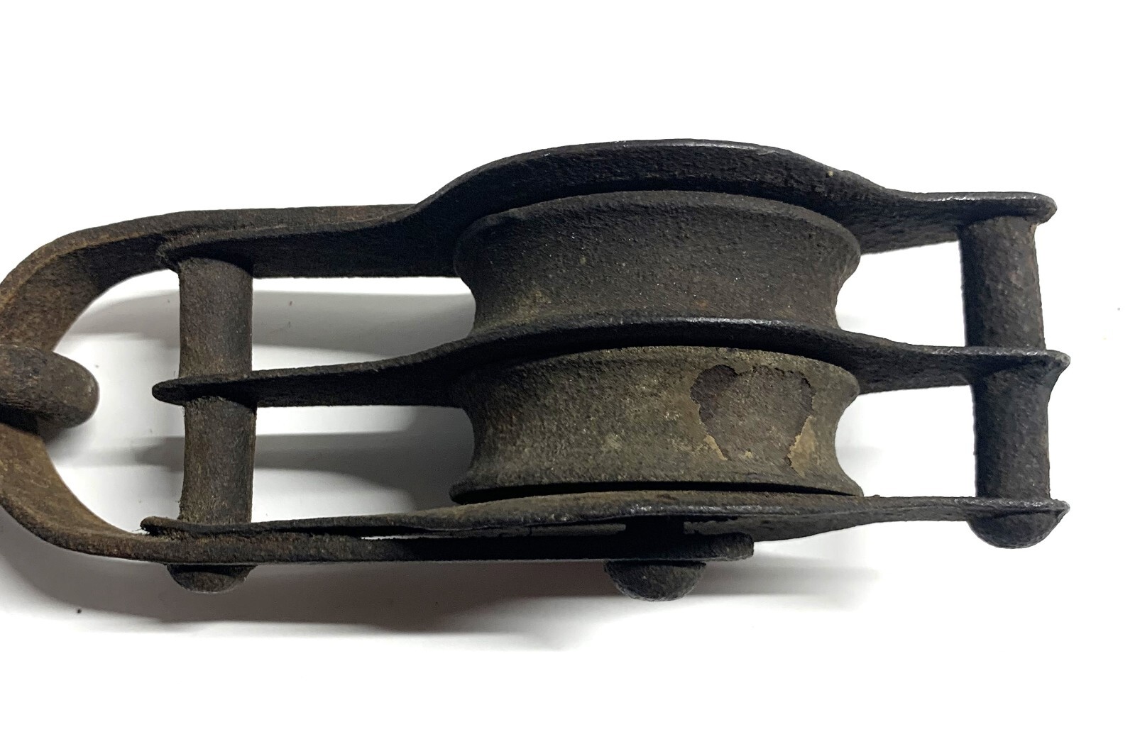 Metal Double Pulley with Hook 10 Inches Overall Length Vintage Barn Workshop