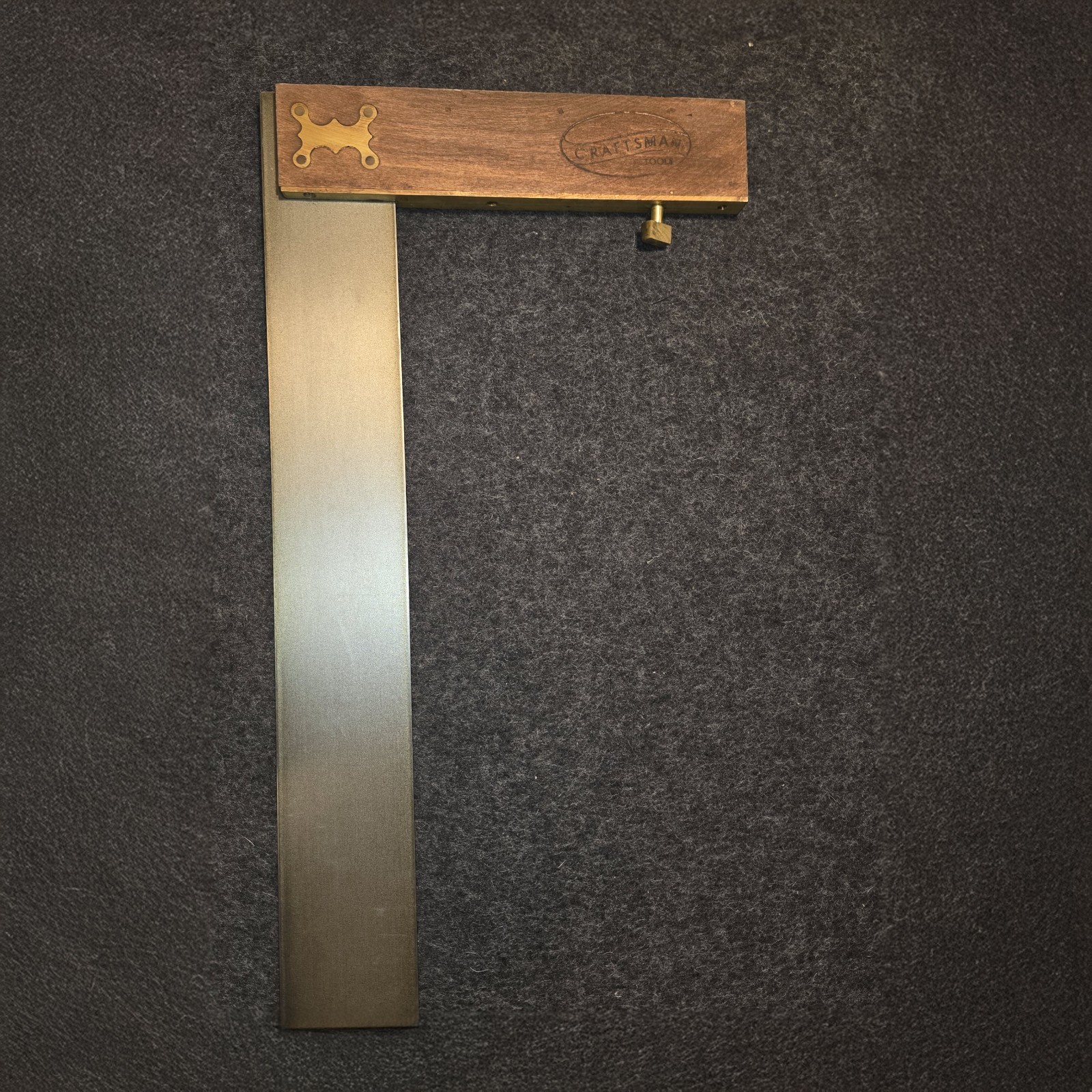 MINTY VTG 40s-Early 60s Craftsman Tools 18″ Blade Try Square Wood Brass Steel